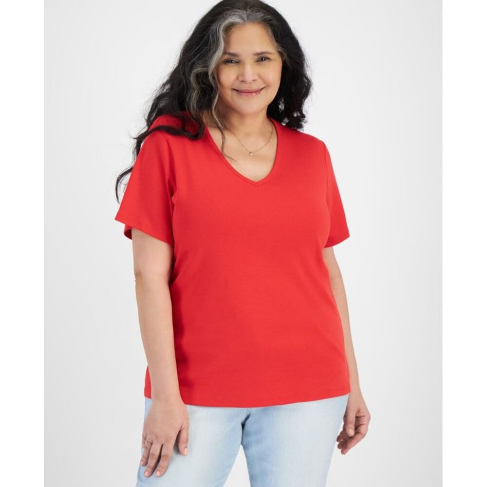 Plus Size Short-Sleeve V-Neck Top